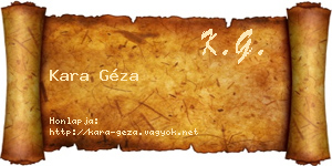 Kara Géza névjegykártya